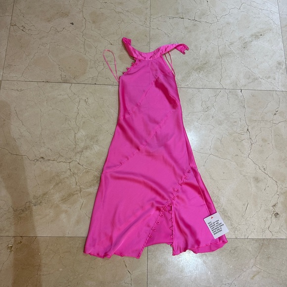 New ASOS DESIGN satin mini dress with rouleaux loop - Pink - Picture 4 of 8